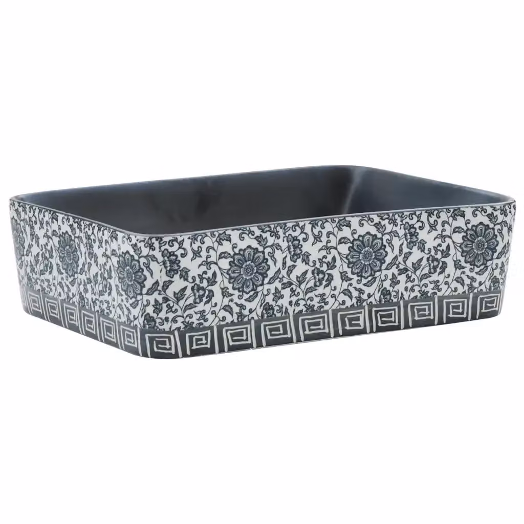 Lavabo da appoggio rettangolare vidaXL in ceramica nero e blu L: 46 cm, P: 35,5 cm, H: 13 cm – 2