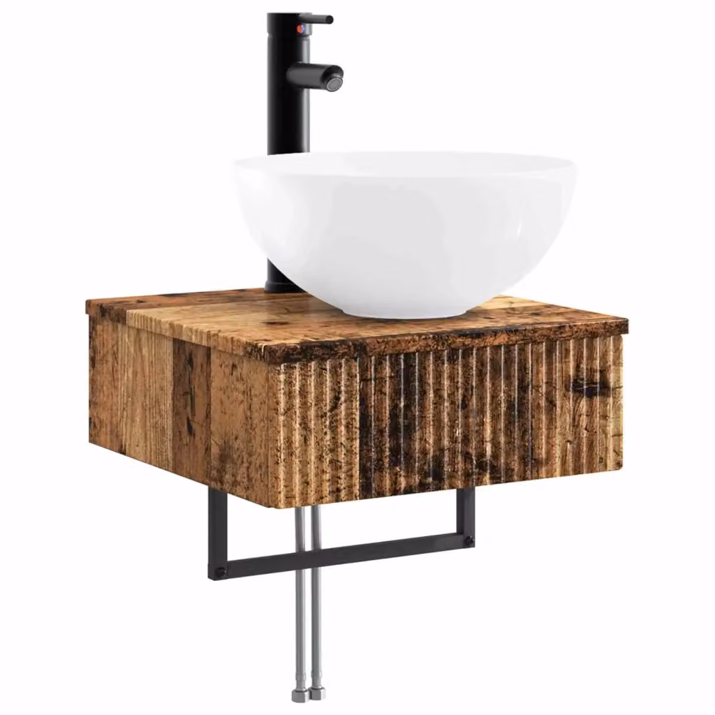 Lavabo da parete vidaXL in legno color marrone opaco L: 40 cm, P: 41 cm, H: 40,5 cm – 2