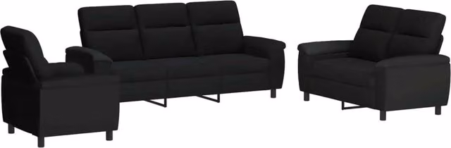 Set di divani 3 pcs Nero Tessuto 3430668