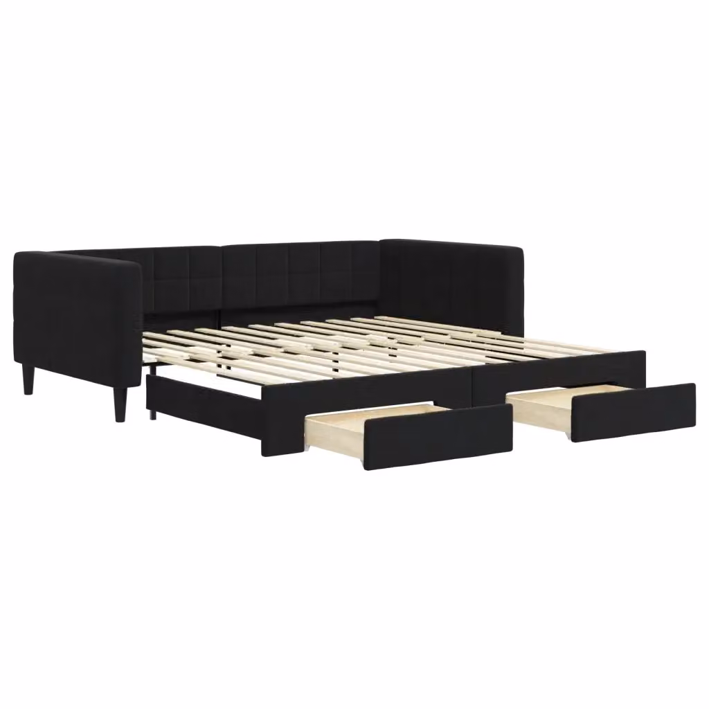 Divano Letto Moderno vidaXL Nero con Struttura Imbottita per Soggiorno e Camera da Letto L: 223 cm, P: 110 cm, H: 68 cm – 2