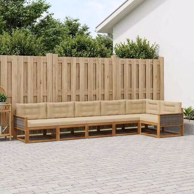 Set di divani da esterno 6 pz Naturale e Beige 3382601