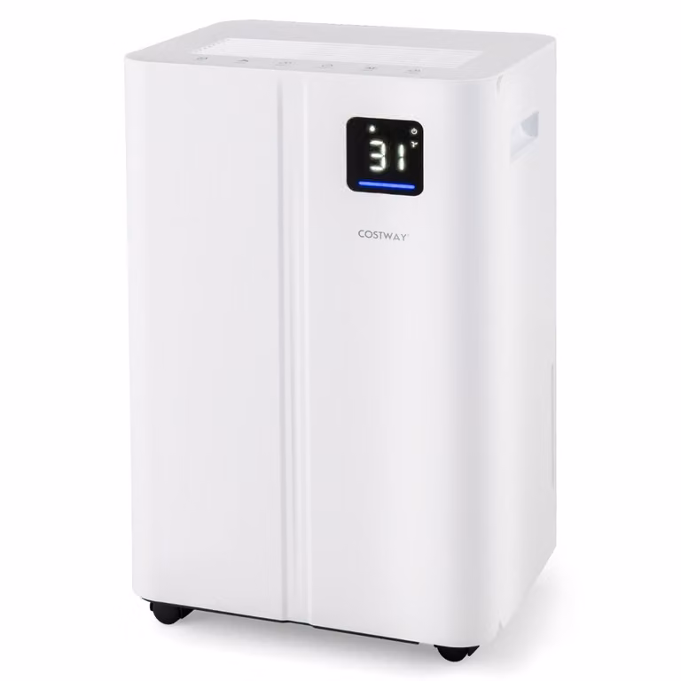 Deumidificatore Costway da 25,5 L per casa e cantina con 3 modalità e sbrinamento automatico, Bianco