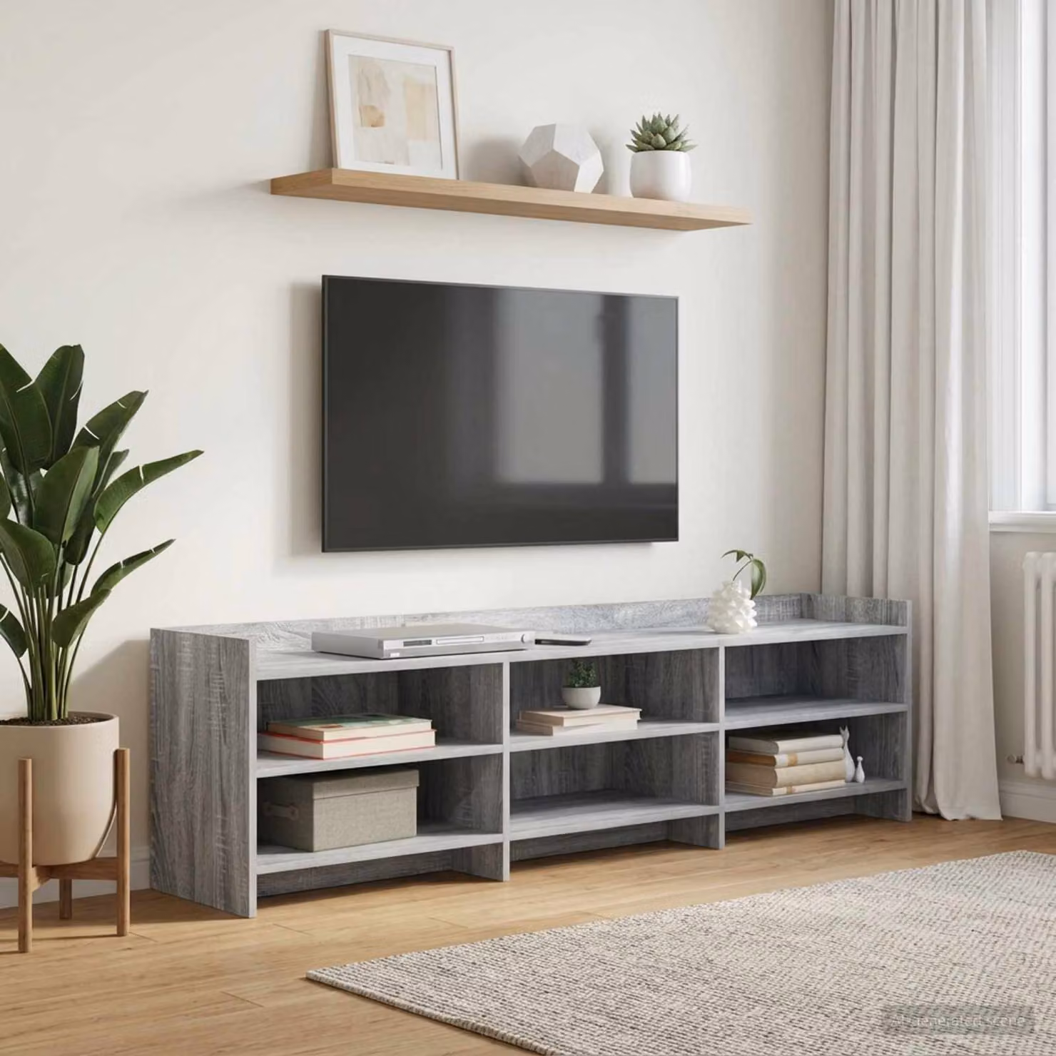 Mobile TV vidaXL moderno in legno ingegnerizzato grigio L: 168 cm, P: 33 cm, H: 47 cm