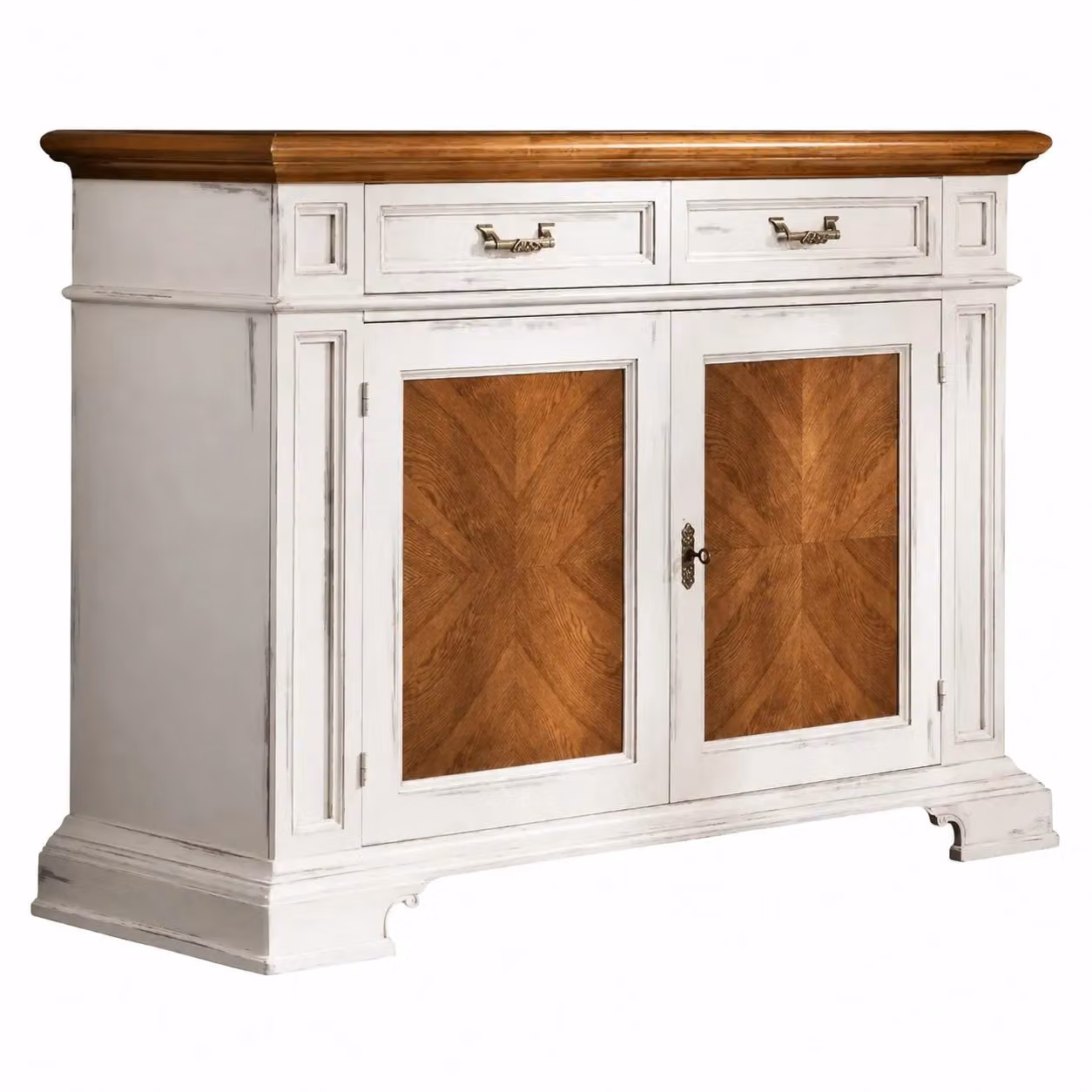 Credenza con piattaia classica in legno stile shabby chic Mobili 2G L/P/H: 140 x 48 x 205 cm – 2
