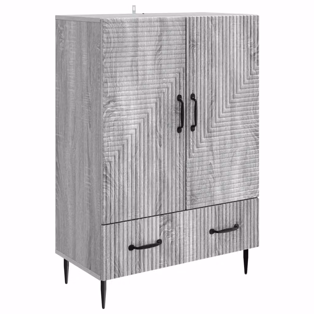 Credenza moderna vidaXL in legno MDF e metallo, colore grigio, L 66 cm x P 34,5 cm x H 95 cm – 2