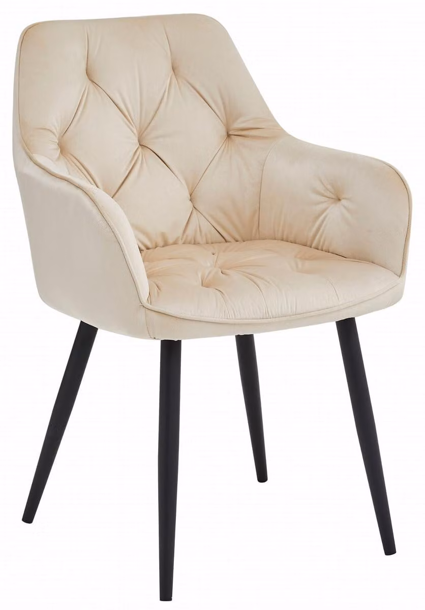 Sedia Jork in velluto beige con gambe nere