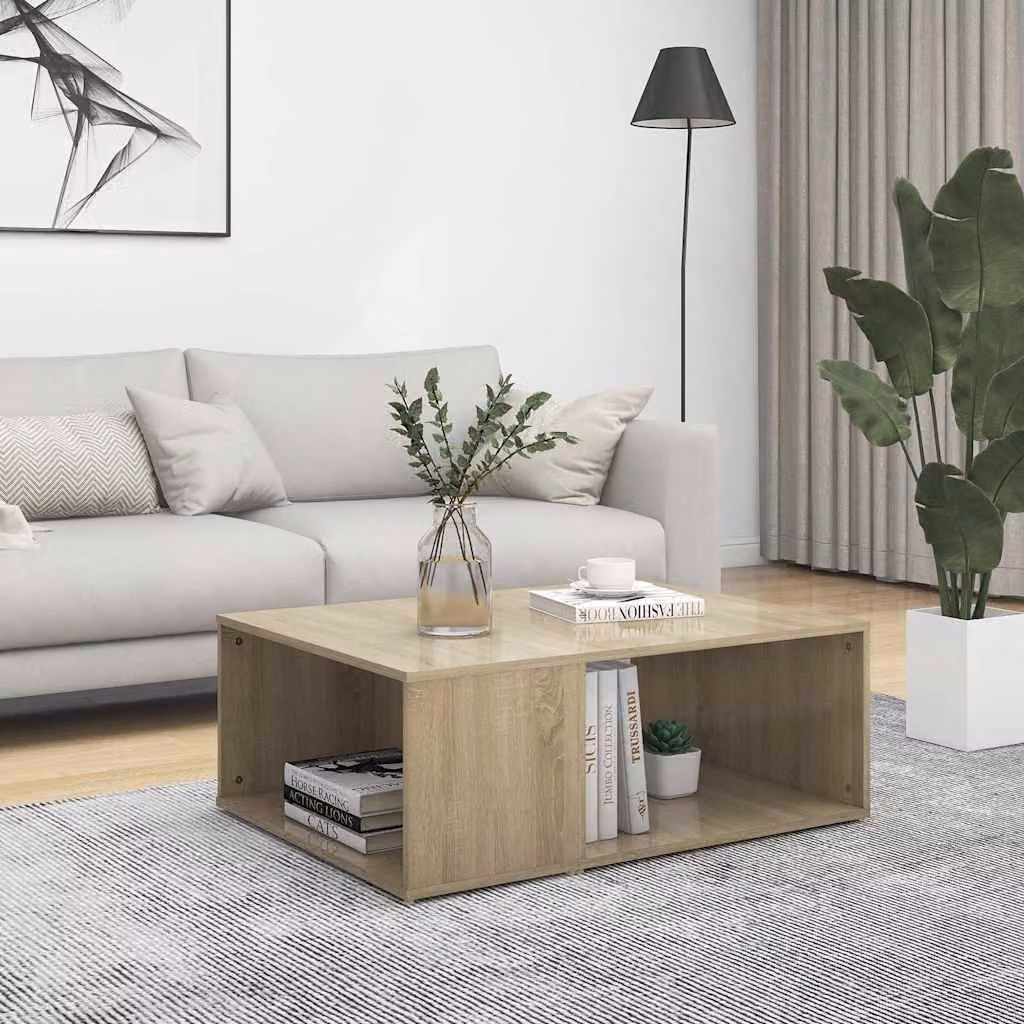 vidaXL Tavolino da Salotto Moderno in Legno Rovere, L 90 cm x P 67 cm x H 33 cm