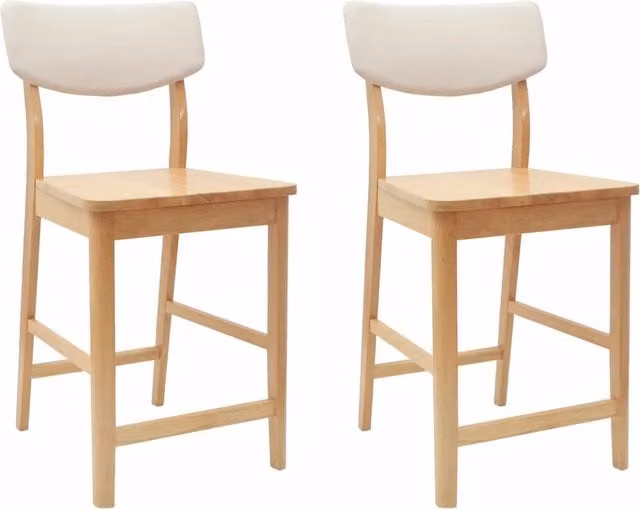 Set di 2 sedie da pranzo e cucina in legno di gomma con rivestimento in tessuto, L/P/H: 48 x 49 x 95 cm
