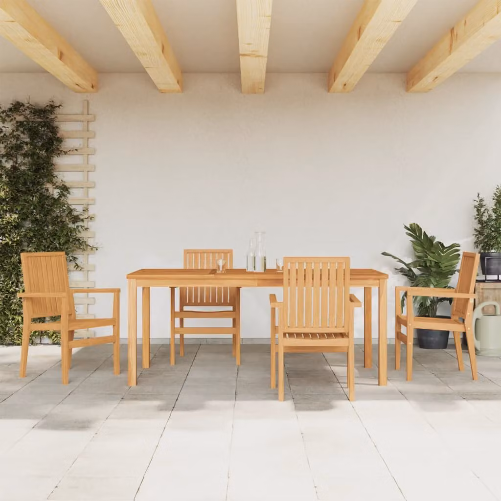 Set da pranzo per giardino vidaXL in legno di teak marrone, 5 pezzi