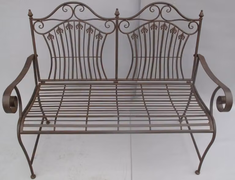 Casa Padrino Panca da giardino in stile liberty rustico marrone 120 x 58 x h. 97 cm - Panca nostalgica - Arredo Giardino e Patio