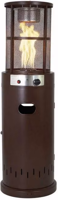 Stufa a Gas da Esterno Riscaldatore Gpl Portatile con Ruote FIRE GLASS Cilindro con Vetro per Terrazzo Patio Giardino Lo