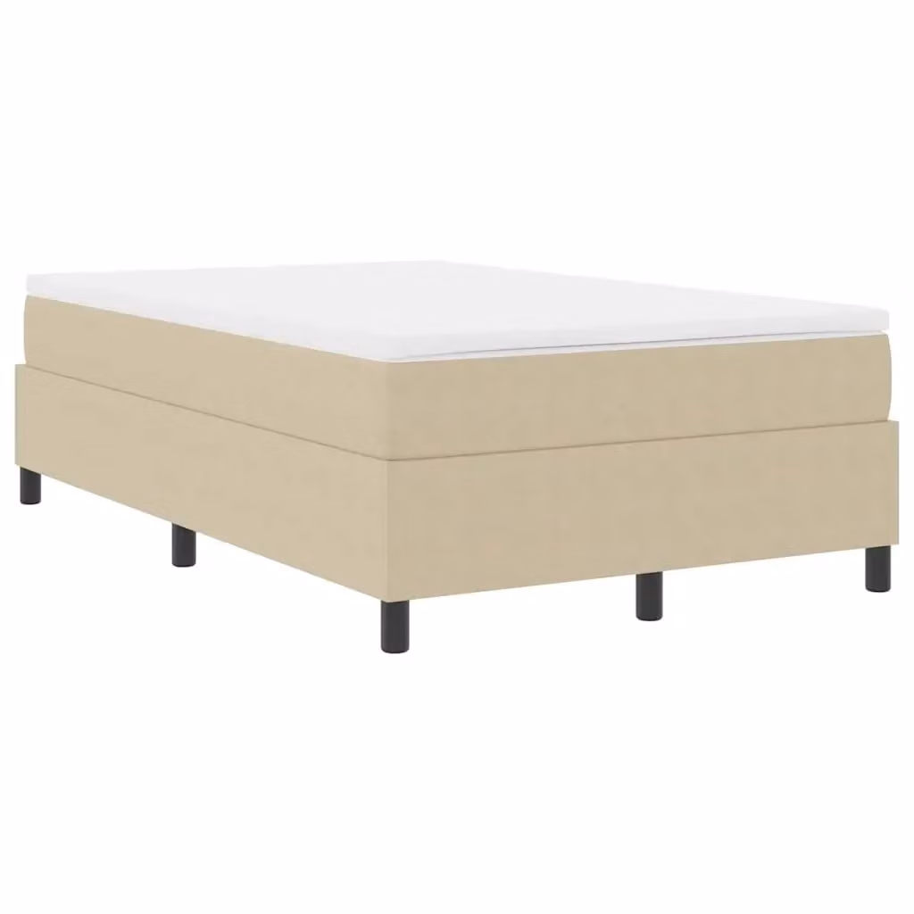 Letto a molle vidaXL in tessuto velluto a coste, Grigio, Bianco e Beige, L/P: 120 x 200 cm – 2