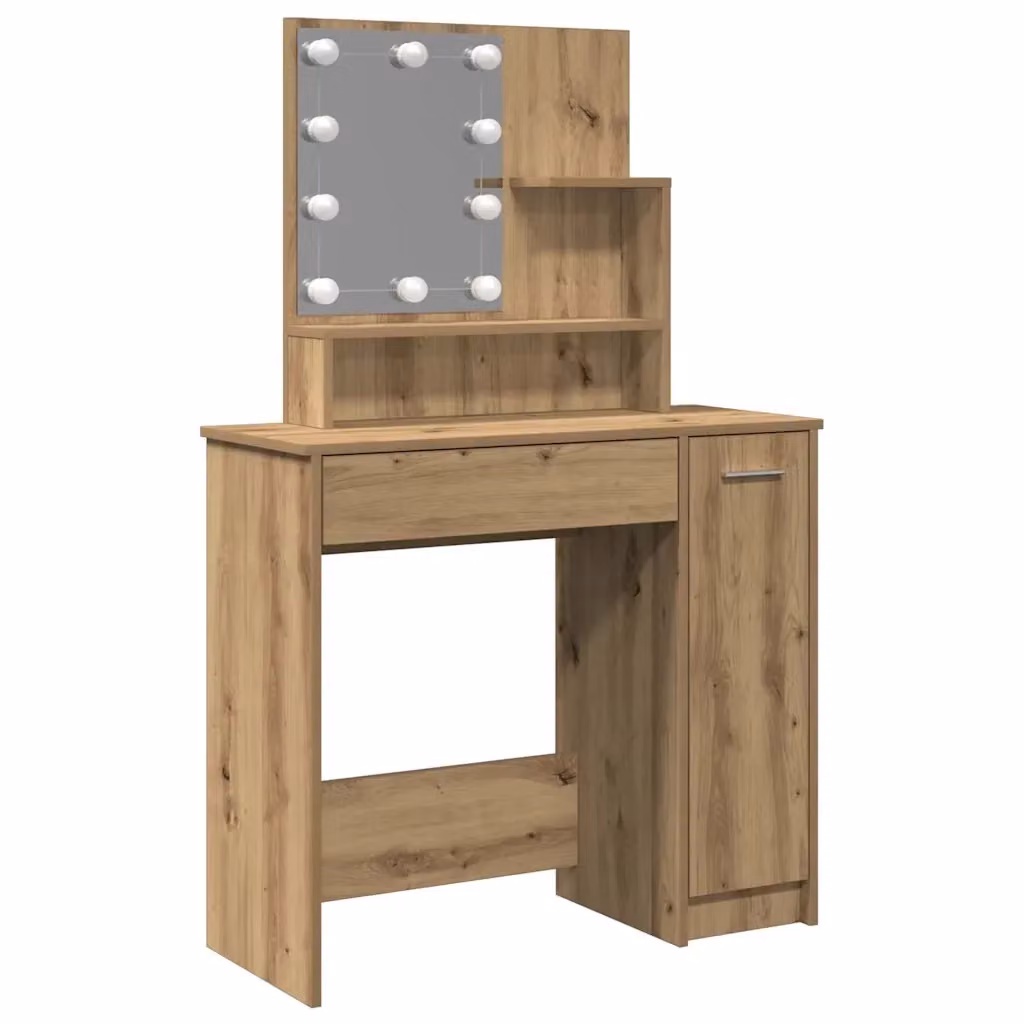Toeletta moderna con LED vidaXL in legno color rovere, L: 86,5 cm, P: 35 cm, H: 136 cm – 2