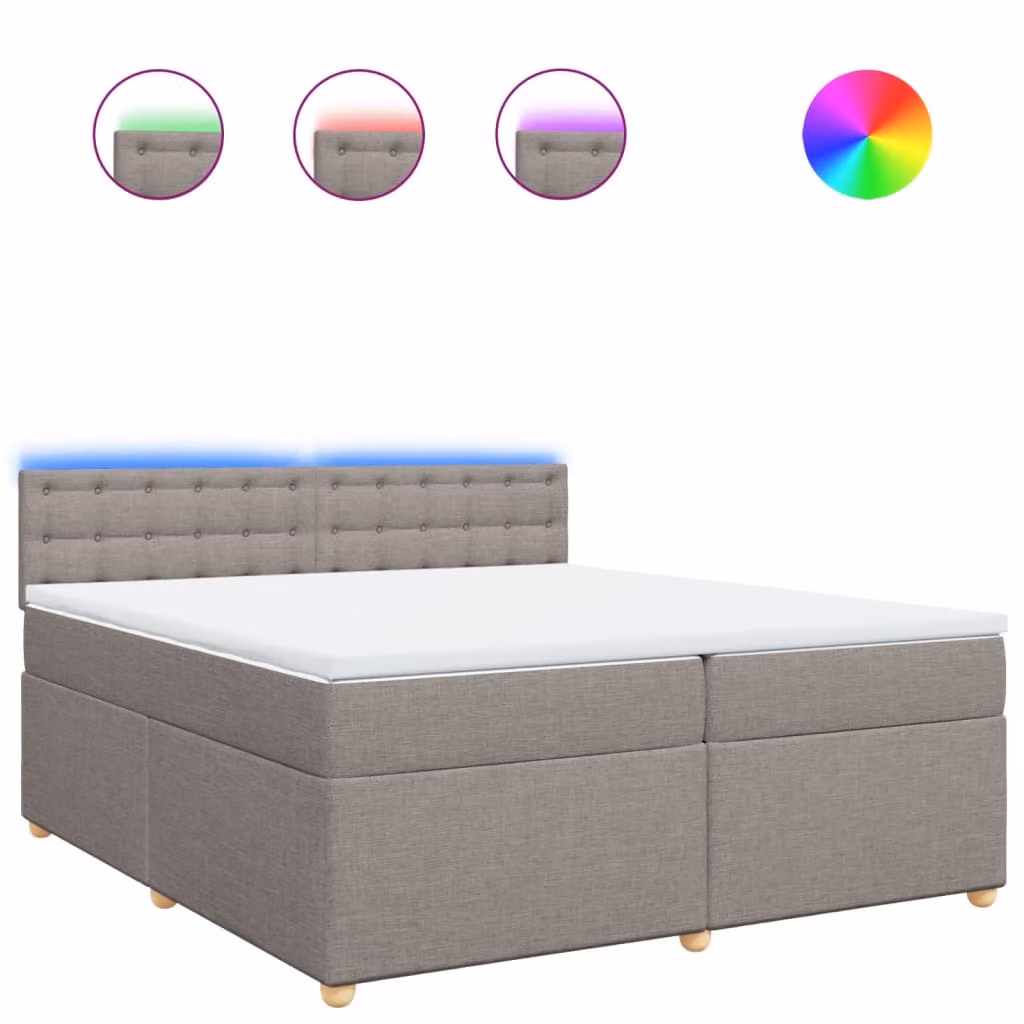 Letto a molle con materasso Taupe 200x200 cm in tessuto