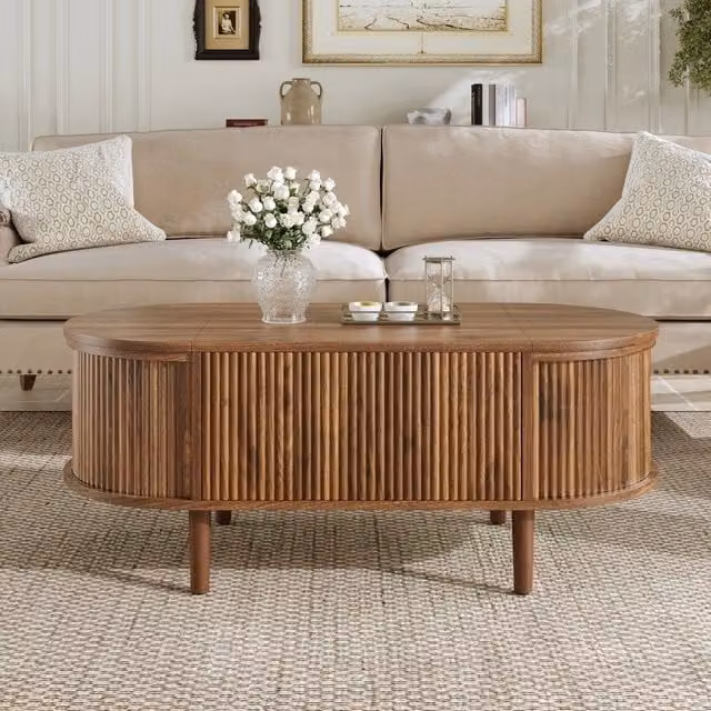 Tavolino da caffè Minimal stile vintage color rovere con cassetto L: 100 cm, P: 55 cm, H: 45 cm – 1