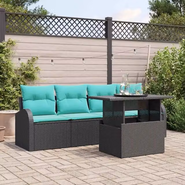 Set Divano da Giardino 5 pz Nero Rattan in Polipropilene 3357289