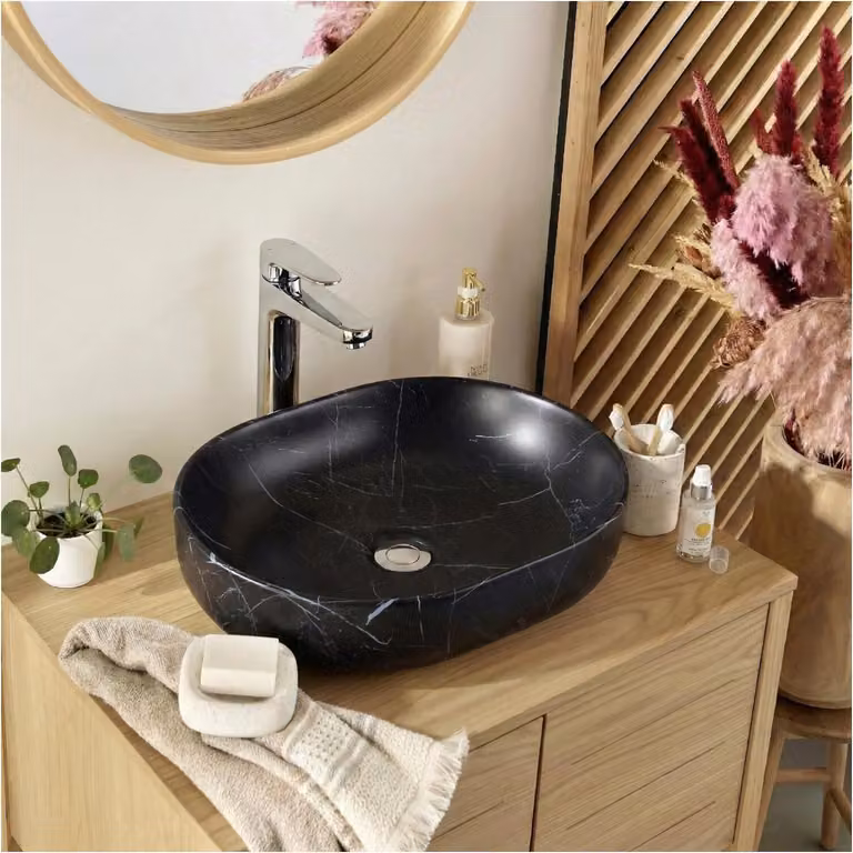 Lavabo da appoggio in Vetroceramica effetto marmo DIANE