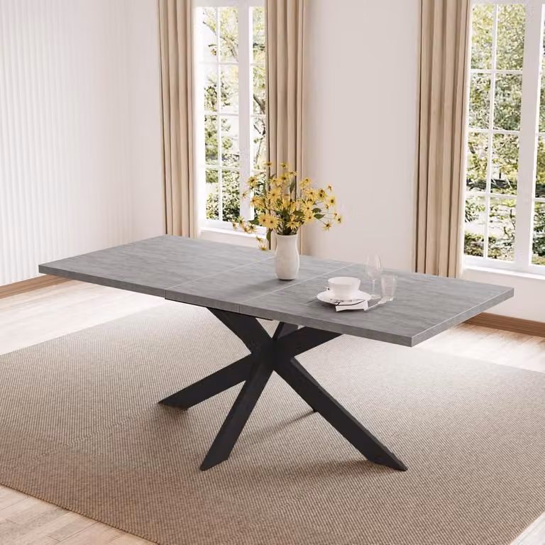 Tavolo da pranzo allungabile in MDF, colore grigio, dimensioni 130-170 cm, adatto per 4-8 persone
