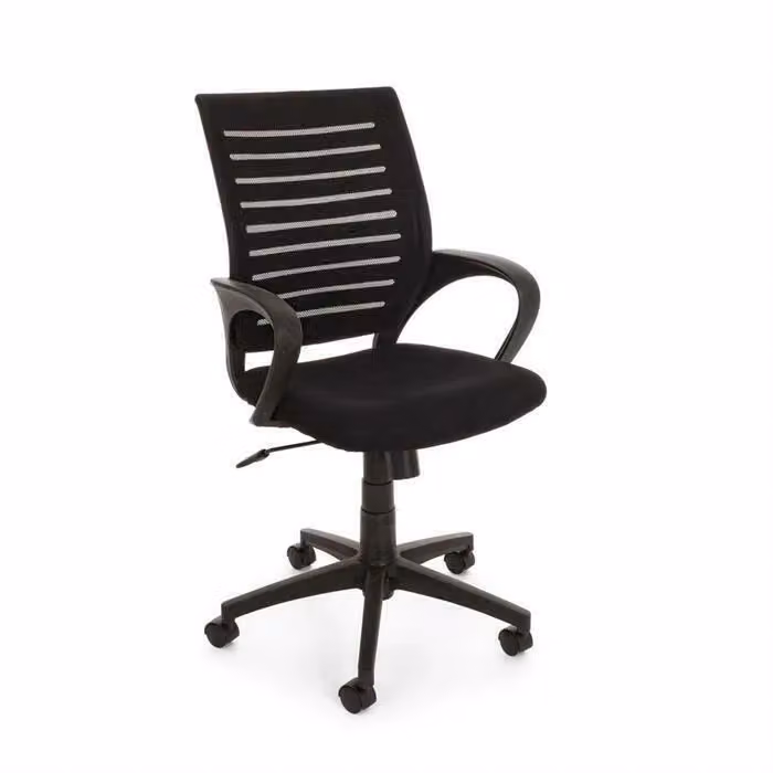 Sedia da ufficio ergonomica Bizzotto Marion in tessuto nero, girevole con ruote per studio e home office – 2