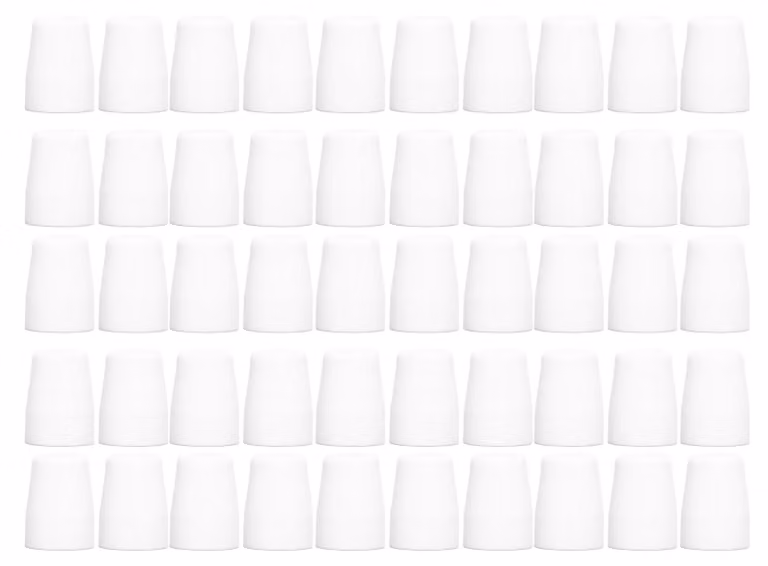 Set di 50 protezioni per torcia da taglio al plasma, colore bianco, prestazioni affidabili, materiali di consumo robusti per torce da taglio