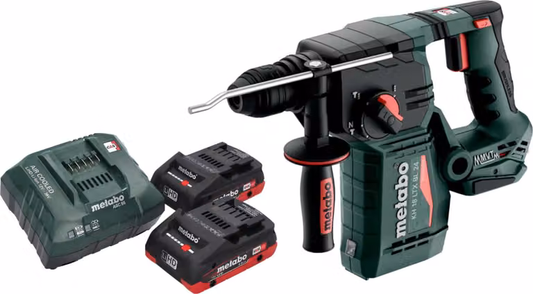 Martello perforatore a batteria Metabo KH 18 LTX BL 24 18 V 2,2 J SDS Plus Brushless + 2 batterie LiHD da 4,0 Ah + caricabatteria
