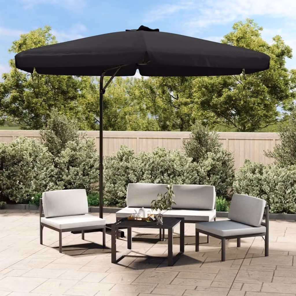 Ombrellone The Living Store con palo in acciaio da 300 cm, nero