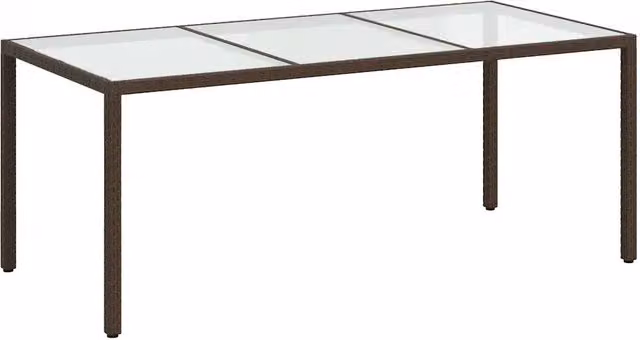Tavolo Giardino | Tavolino da esterno Marrone 190x90x75cm Vetro Temperato Polyrattan