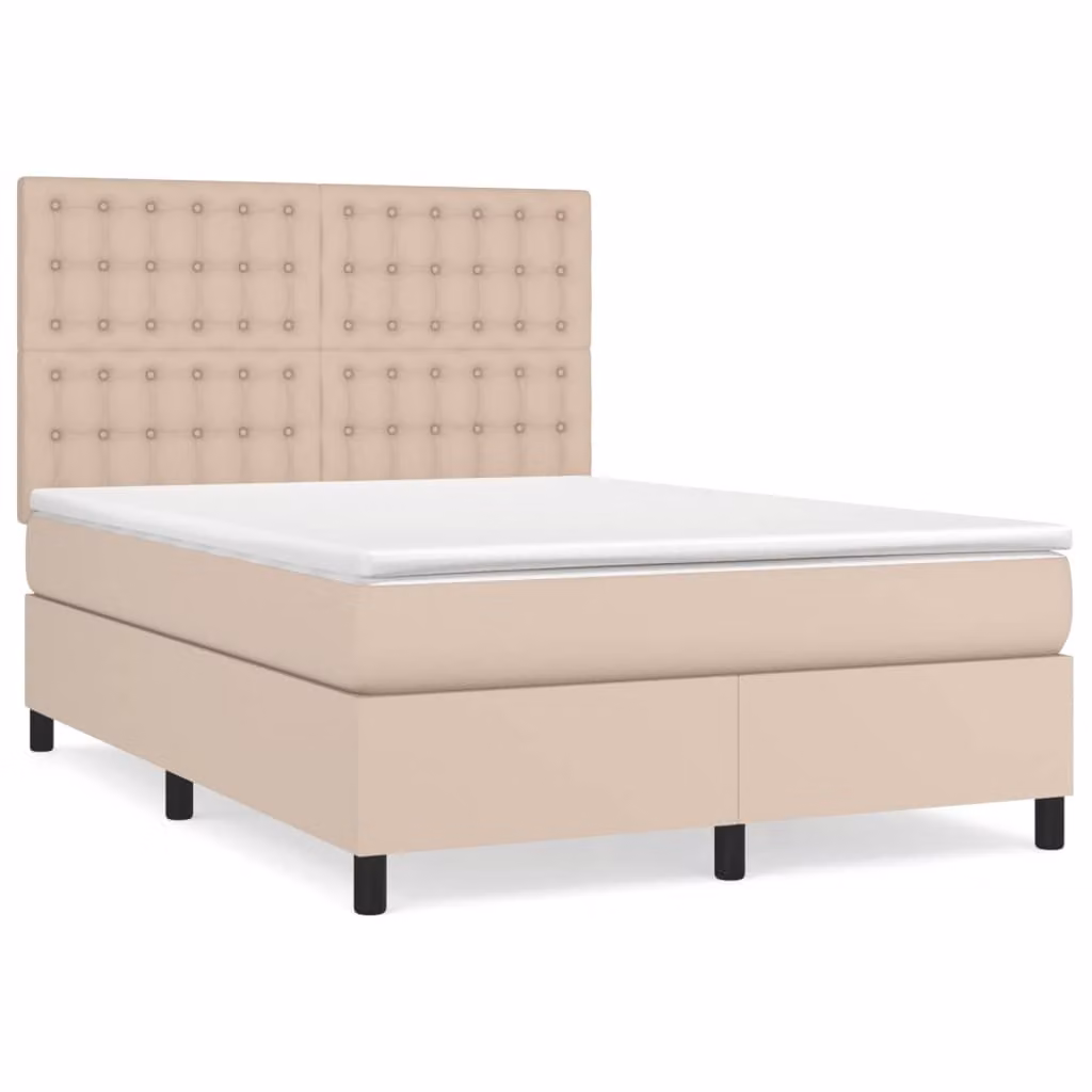 Giroletto a Molle con Materasso Cappuccino 140x200cm Pelle finta