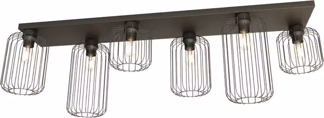 Plafoniera Minimal Industrial Njoror 6 Luci Lineari Nera