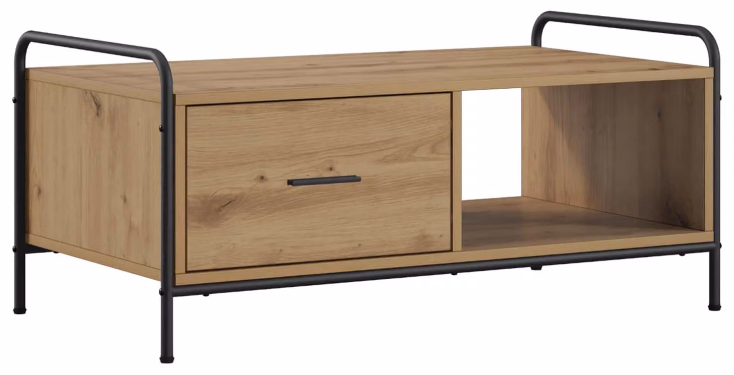 Tavolino da caffè in legno effetto "Artisan Oak", dimensioni 90 x 49 x 41 cm