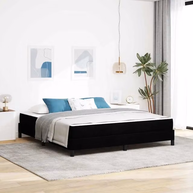 Letto a molle moderno vidaXL in tessuto nero con molle a tasche individuali L/P: 180 x 200 cm – 1