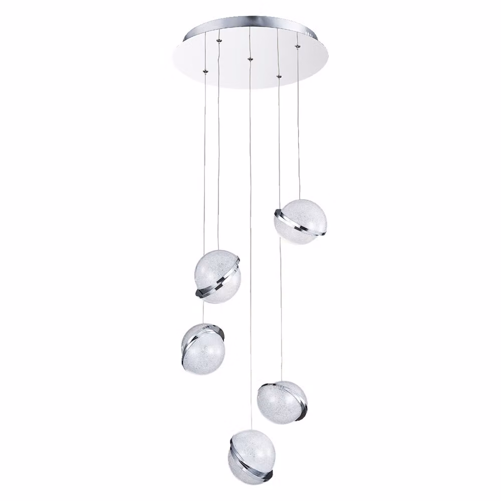 Lampada a sospensione LED MALCOLM 40W, 4000K, colore argento/cristallo, Ø: 40 H: 110 cm