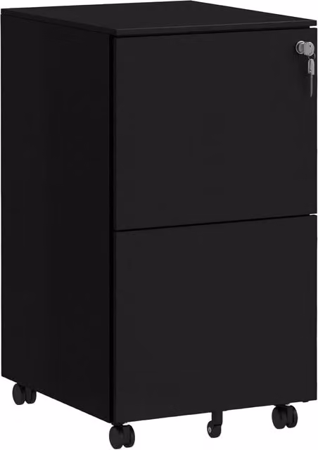 Cassettiera 2 Cassetti con Ruote ¨C zephmum ¨C Nero 37x43.5x67.5 cm