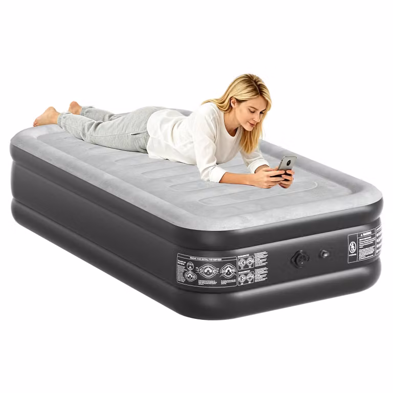 Letto gonfiabile autogonfiante QEENTOE con pompa elettrica integrata, materasso gonfiabile per ospiti, resistente fino a 150 kg, dimensioni 190 x 99 x 46 cm