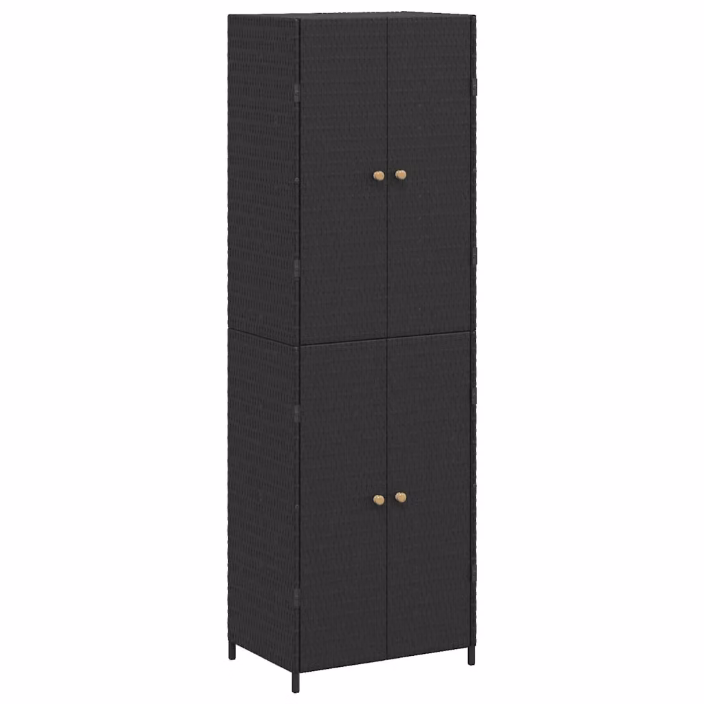 Armadietto da giardino vidaXL in legno di acacia e rattan nero con ante a battente L/P/H: 59 x 40 x 180 cm – 2