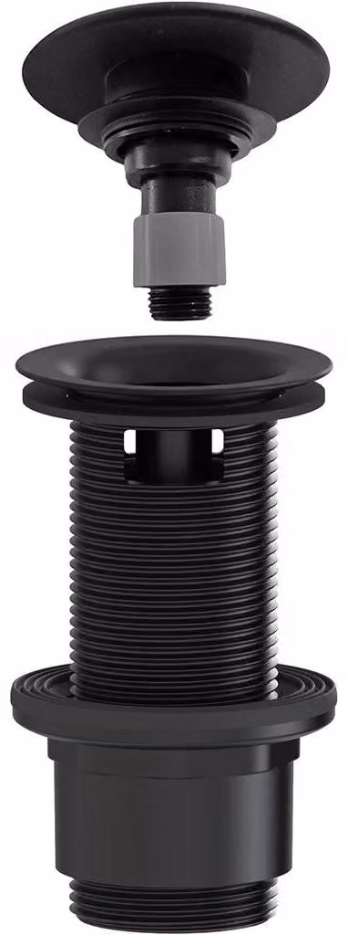 CERANO - Sfiato per lavabo - 5/4" click-clack con troppopieno - non chiudibile - plastica - 67/82 mm - nero opaco