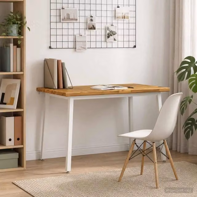 Tavolo rettangolare moderno vidaXL in legno di acacia massello bianco L/P/H: 120 x 70 x 75 cm – 1