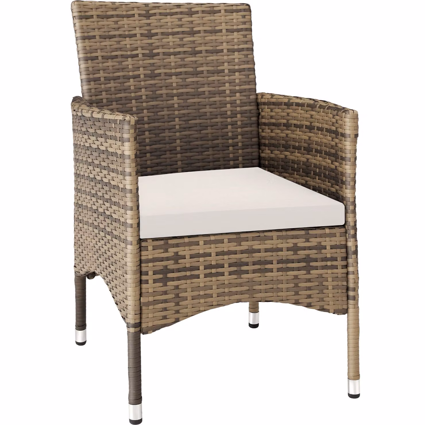 Set di 2 sedie da giardino in polyrattan TecTake GmbH con 4 rivestimenti di ricambio, colore naturale e grigio scuro – 2