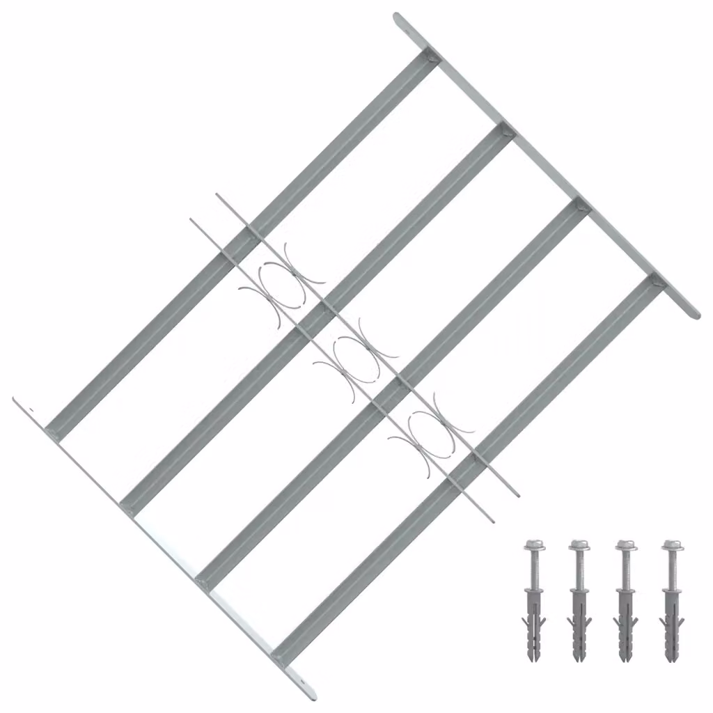 Grate per finestre regolabili vidaXL in acciaio zincato grigio con 4 barre trasversali, Larghezza: 50-65 cm