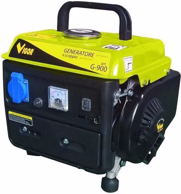 Generatore di Corrente Vigour G-900 2T a Benzina 650W 900 VA Nero e Giallo