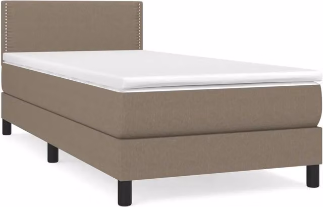 Letto singolo | Letto per adulti | Giroletto a Molle con Materasso Tortora 90x190 cm in Tessuto