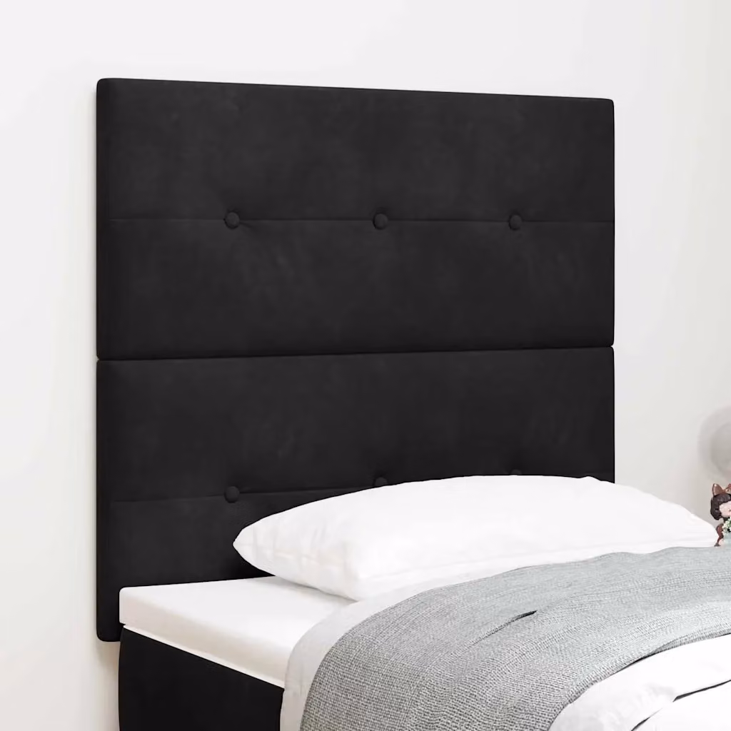 Testiera per letto vidaXL con illuminazione LED integrata in velluto nero, Larghezza: 80 cm