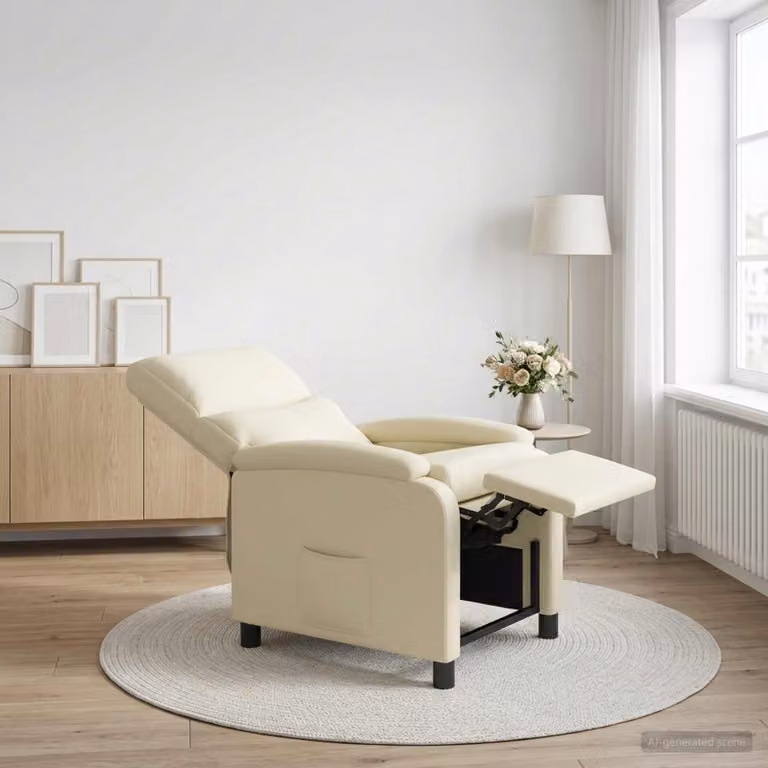 Poltrona reclinabile relax vidaXL in similpelle beige con braccioli