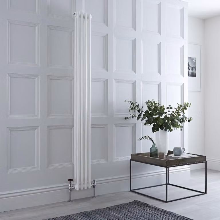 Radiatore Tradizionale Verticale a Doppia Colonna - Bianco - 1800mm x 200mm - con piedini - Regent