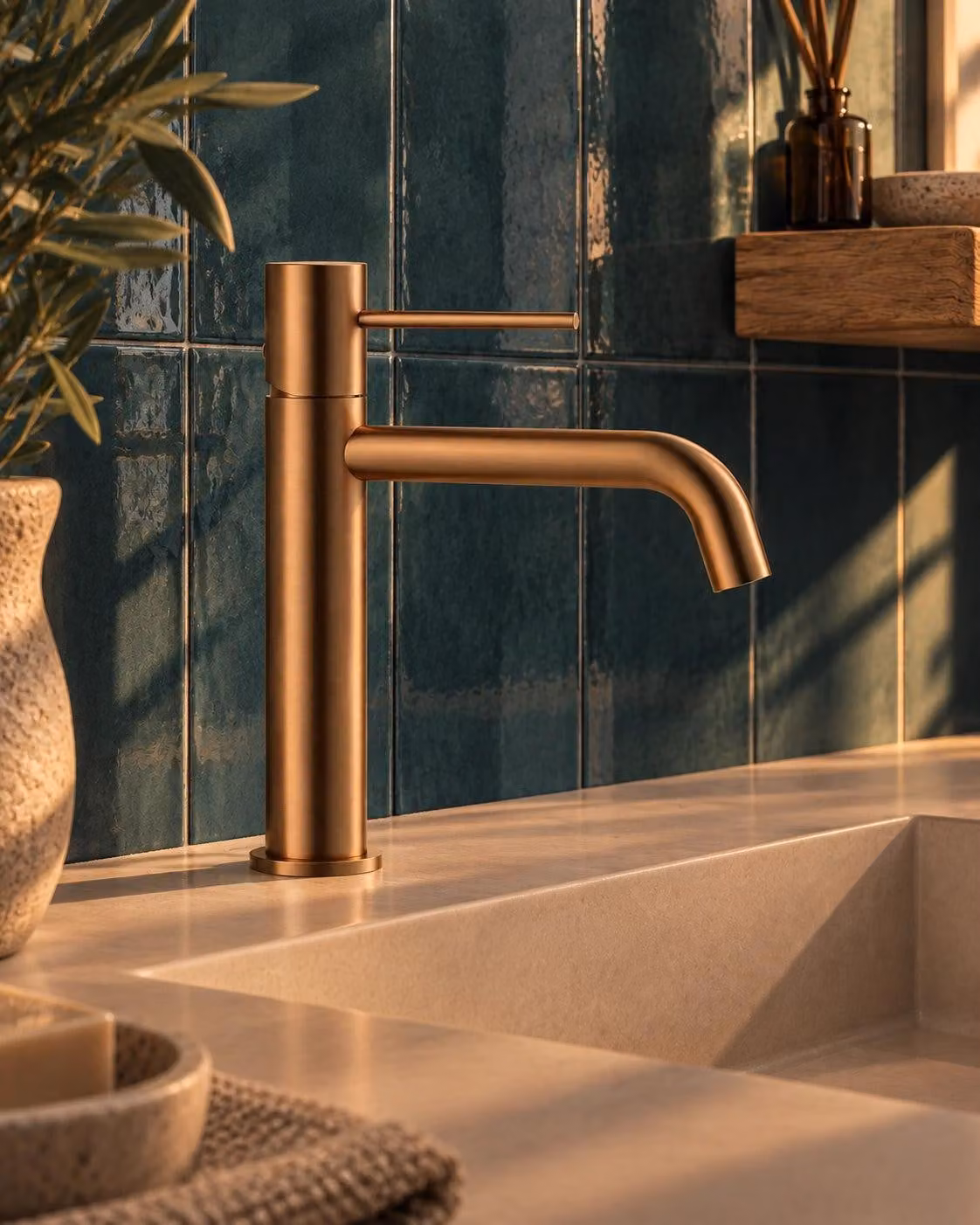 Coppia Miscelatori Tokyo Lavabo e Bidet con Pilette Pop-Up Rame Spazzolato CPTOKYORAM
