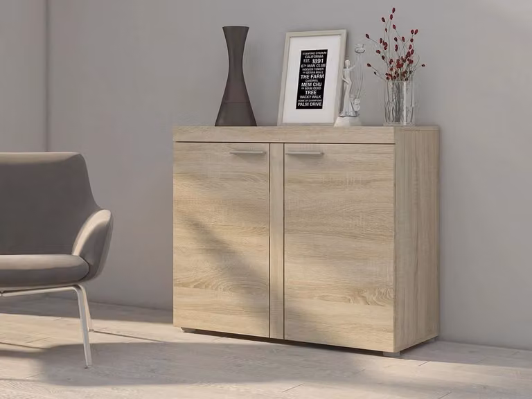 Cassettiera stretta con ante THISE - rovere sonoma