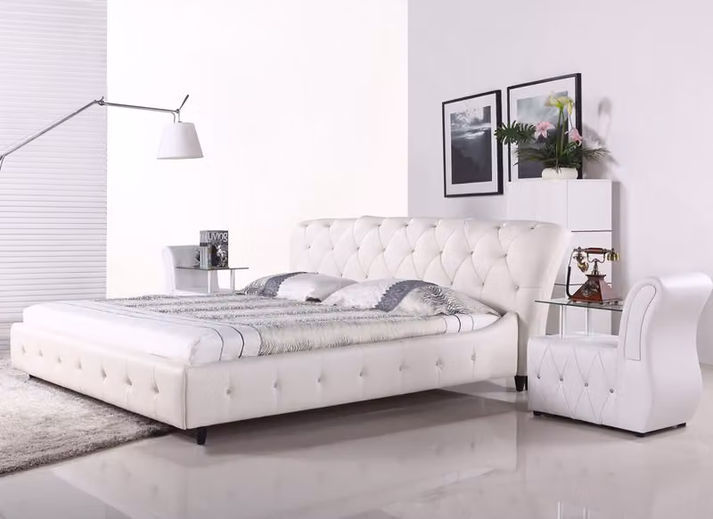 Gepolstertes Designer Bett Schlafzimmer Leder Polster Betten 180x200cm