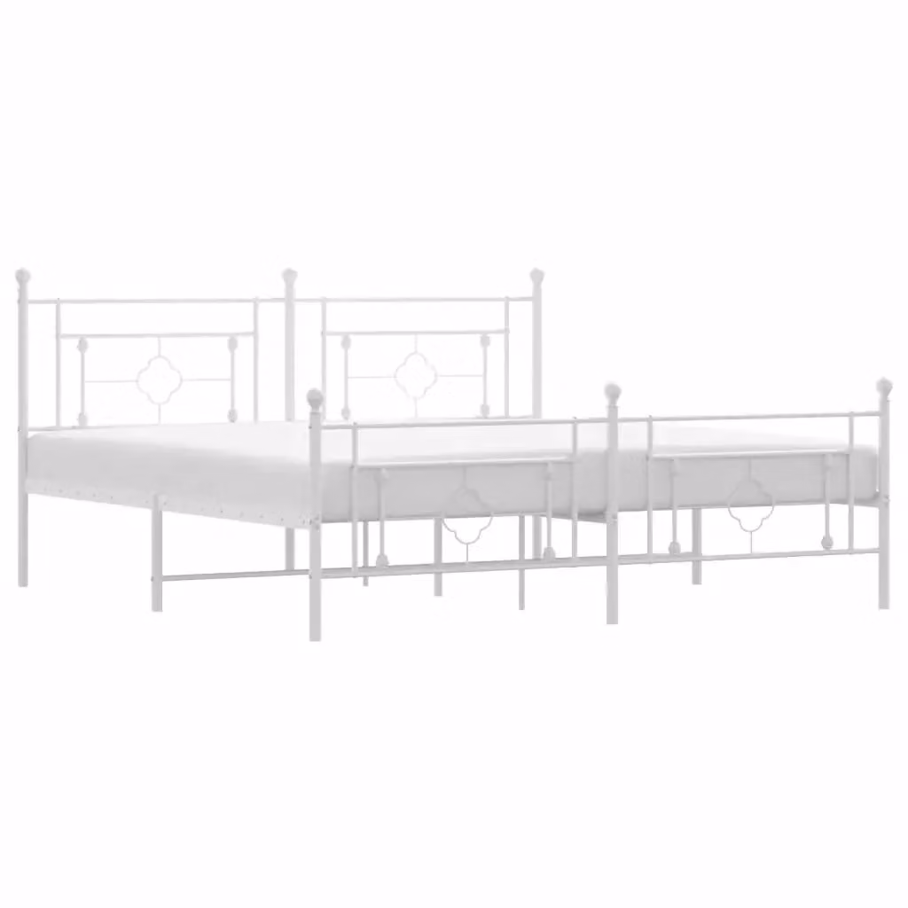 Giroletto con testiera e pediera in metallo bianco vidaXL L: 187 cm, P: 219 cm, H: 97 cm – 2