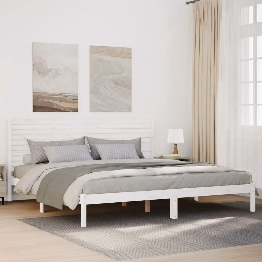 vidaXL Giroletto Extra Lungo in Legno di Pino Massello Bianco L/P/H: 215.5 x 185.5 x 100 cm – 1