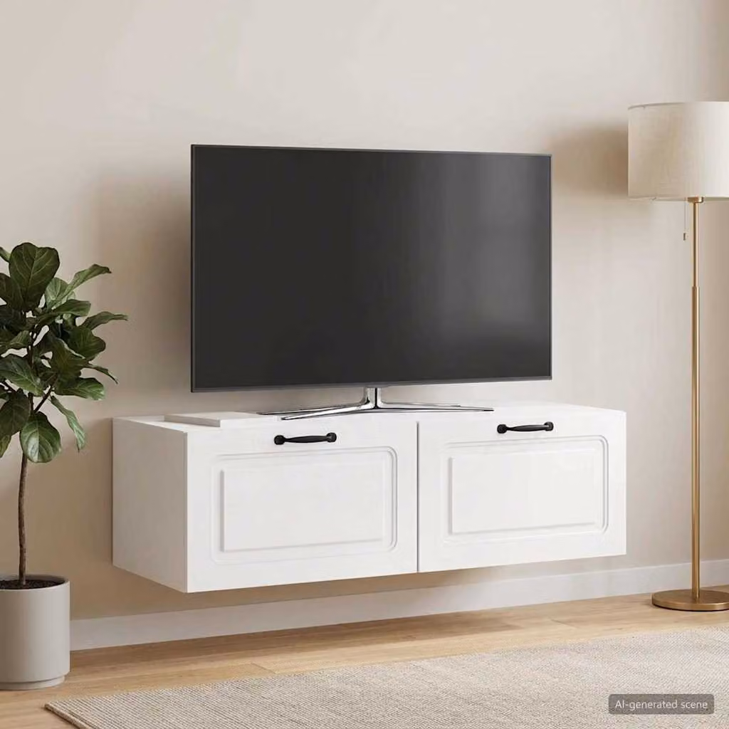 Mobile Porta TV da Muro vidaXL Bianco Lucido L: 98 cm, P: 41 cm, H: 30 cm